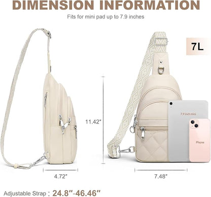 SYTRAH Sling Bag for Women, Anti-Theft RFID Crossbody Bag Nylon Sling Purse for Travel, Puffy Small backpack for Daily Hiking Sports White
