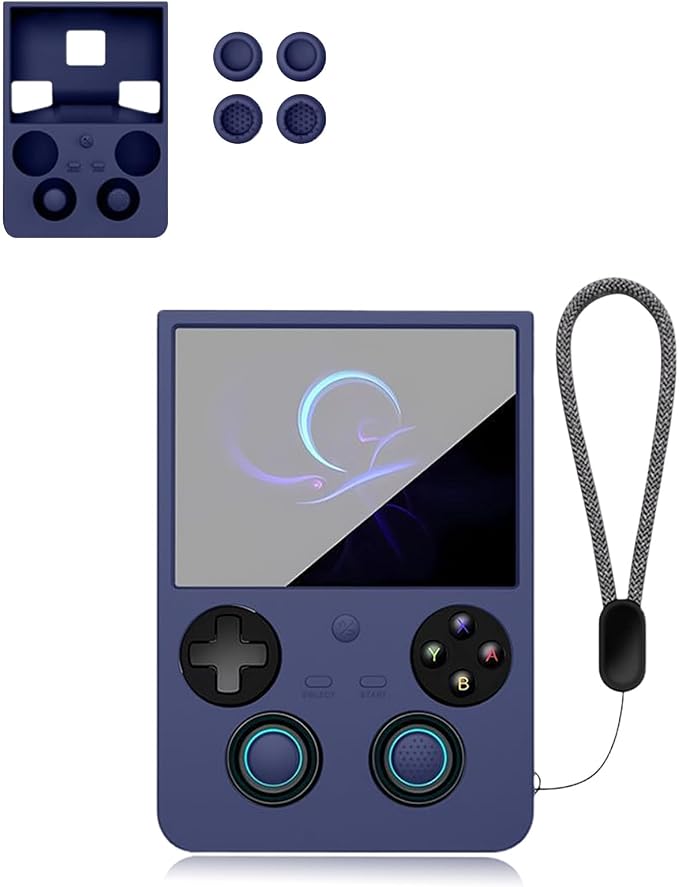 Silicone Protective Case for Anbernic RG477V Game Console, Full-Body Protective Cover with Precise Cutout, Shockproof Dustproof Protector Sleeve & Scratch-Resistant Sleeve (Blue)