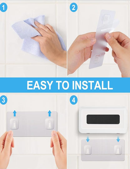 KUNSLUCK Shower Phone Holder, Waterproof Anti-Fog Touch Screen Case, Wall Mount for Bathroom Mirror Bathtub, Compatible with 4.7"-6.8" Mobile Phones (White)