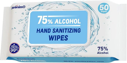 Advanced Large 75% Alcohol Hand Sanitizing Wipes, 4 Packs of 50 (200 count +20 travel wipes) - (Each Wipe Size 6" x 8")