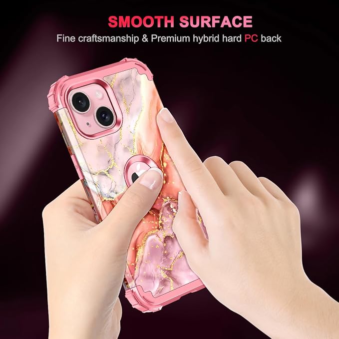 Casetego for iPhone 13 Case,iPhone 14 Case,Three Layer Heavy Duty Sturdy Shockproof Protection Full Rugged Hard PC+Soft TPU Bumper Protective Girls Case for Apple iPhone 13/14 6.1 inch,Gold