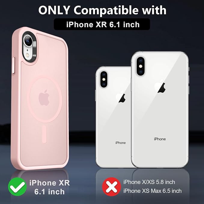 MOCCA Strong Magnetic for iPhone XR Phone Case, [Compatible with Magsafe][Mil-Grade Drop Protection] Slim Thin Translucent Matte Protective Cover Case for iPhone XR Case 6.1'', Pink