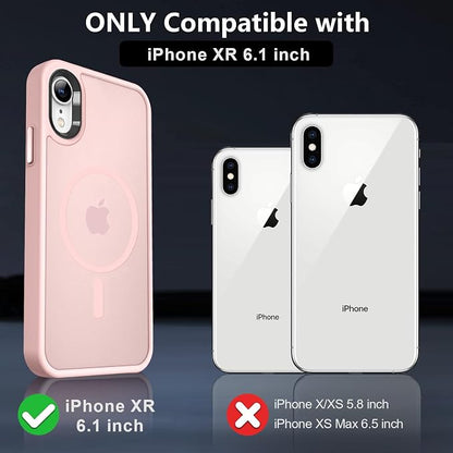 MOCCA Strong Magnetic for iPhone XR Phone Case, [Compatible with Magsafe][Mil-Grade Drop Protection] Slim Thin Translucent Matte Protective Cover Case for iPhone XR Case 6.1'', Pink