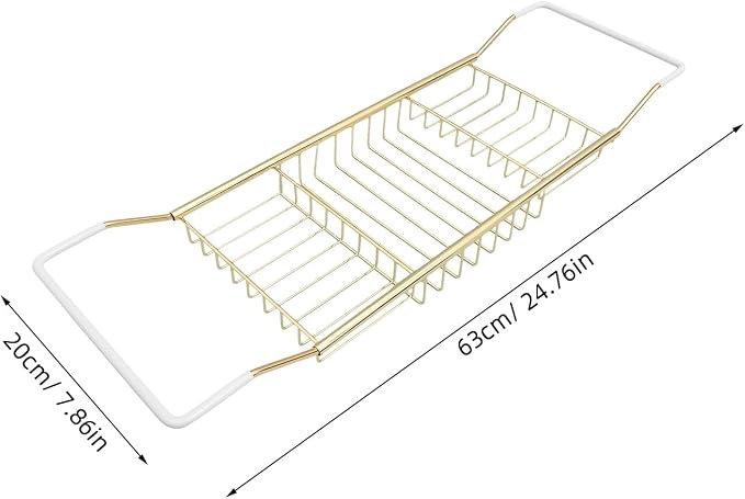 COHEALI Adjustable Stainless Steel Bathtub Tray with Anti-Slip Grips Expandable Tub Rack Storage Holder for Phone Soap Towels Versatile Bathroom Shelf for Books Tablets Wine Glasses Gold