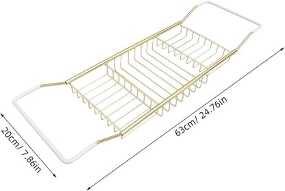 COHEALI Adjustable Stainless Steel Bathtub Tray with Anti-Slip Grips Expandable Tub Rack Storage Holder for Phone Soap Towels Versatile Bathroom Shelf for Books Tablets Wine Glasses Gold