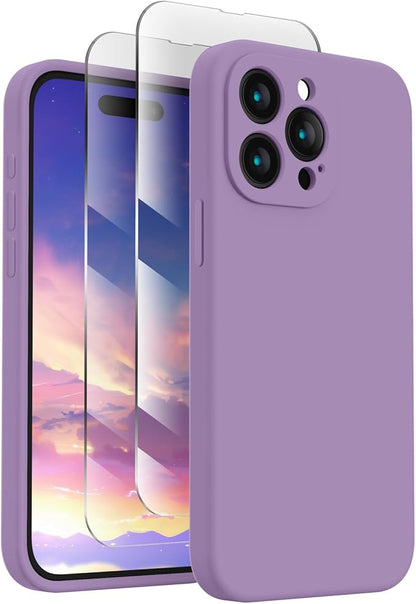 FireNova Designed for iPhone 15 Pro Case, Silicone Upgraded [Camera Protection] Phone Case, Soft Anti-Scratch Microfiber Lining Inside, 6.1 inch, Light Purple