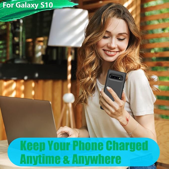 Battery Case for Samsung Galaxy S10, 6000mAh Rechargeable Extended Battery Charging Charger Case, Adds 150% Extra Juice, NOT for S10 5G (6.1 Inches) Black