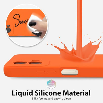 oakxco for Motorola Moto G Power 5G 2024 Phone Case Liquid Silicone, Neon Bright Solid Color, Thin Slim Soft Rubber Gel Matte TPU Plain Simple Cover for Women Girl Cute, Neon Orange