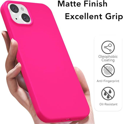 for iPhone 13 Mini/ 12 Mini Case Silicone Compatible with Magsafe Case, Ultra Slim Thin Magnetic Phone Cases Mag Safe, Cute Soft Rubber Gel TPU Matte Wireless Charging Cover for Women, Hot Pink