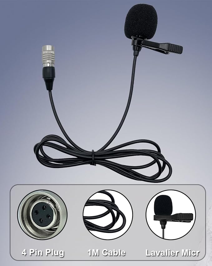 Lavalier Lapel Microphone Unidirectional Condenser Mic for Audio-Technica Wireless Bodypack Transmitter ATW-110G, ATW-T310, ATW-T701,ATW-T1000, ATW-T1001, ATW-T1000 (Hirose 4 Pin Plug)