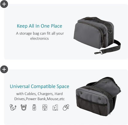 Travel Organizer Pouch Electronic Accessories Carry Case Waterproof Double Layers All-in-One for Cord, Phone, Airpods, USB Flash Drive for Men Women, Portable Charger Organizer (Grey)