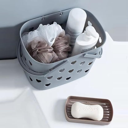 Anyoifax Portable Shower Caddy Tote Plastic Storage Basket with Handle Box Organizer Bin for Bathroom, College Dorm, Pantry, Kitchen, 2 Pack, Grey