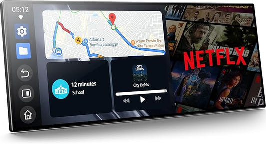 Volam 11'' Wireless Carplay Screen for Car Built-in Net-Flix YouTube Apps, Portable Touchscreen Car Stereo with Android Auto, Backup Camera, OTA Updates, Bluetooth, Voice Control, GPS Navigation,FM