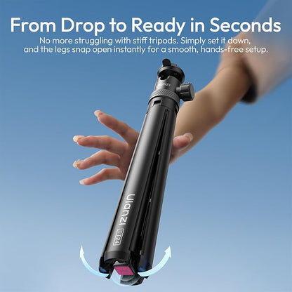 ULANZI TT24 CKa Quick-Release Selfie Stick Tripod with One-Touch Opening, 59" Extension Pole Adjustable Handle Grip with Ball Head, Compatible for Cameras, Insta360/GoPro/DJI, Action Camera, Phones