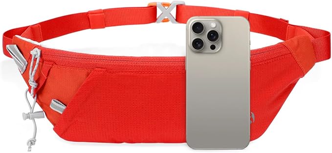 INOXTO Slim Running Belt Fanny Pack for Women and Men Sports Waist Bag Pack with 300ml Water Bottle for Running Walking Cycling Hiking Reflective Running Pouch Belt for All Phones (Black) (Orange)
