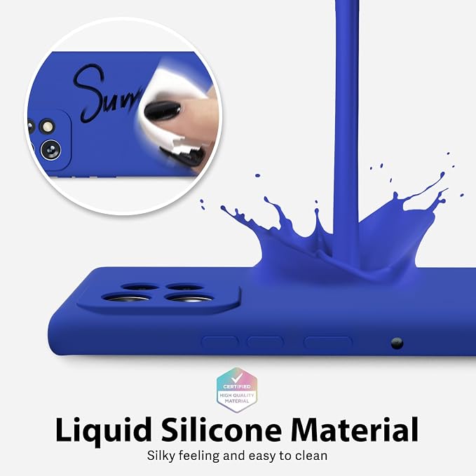 oakxco for Motorola Moto Edge Plus 2023 Case Silicone, Thin Slim Grip Soft Rubber Gel Protective Phone Case for Women, Matte Plain Solid Color Aesthetic Cute Girly Case with Camera Cover, Royal Blue