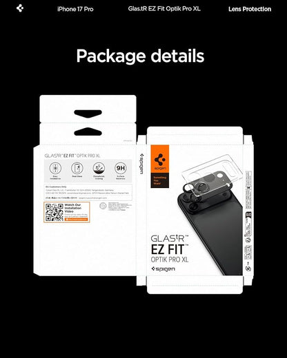 Spigen Camera Lens Screen Protector [GlasTR EZ Fit Optik Pro XL] Designed for iPhone 17 Pro [Case Friendly] - Deep Blue [1 Pack]