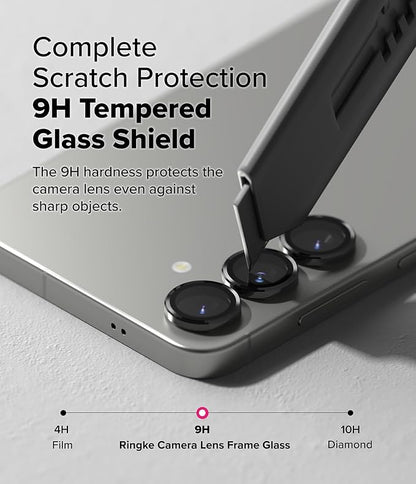 Ringke Camera Lens Frame Glass [Individual Lens Covers] Compatible with Samsung Galaxy S25 Plus Camera Lens Protector, Tempered Glass Covers and Aluminum Alloy Frames - 2 Pack