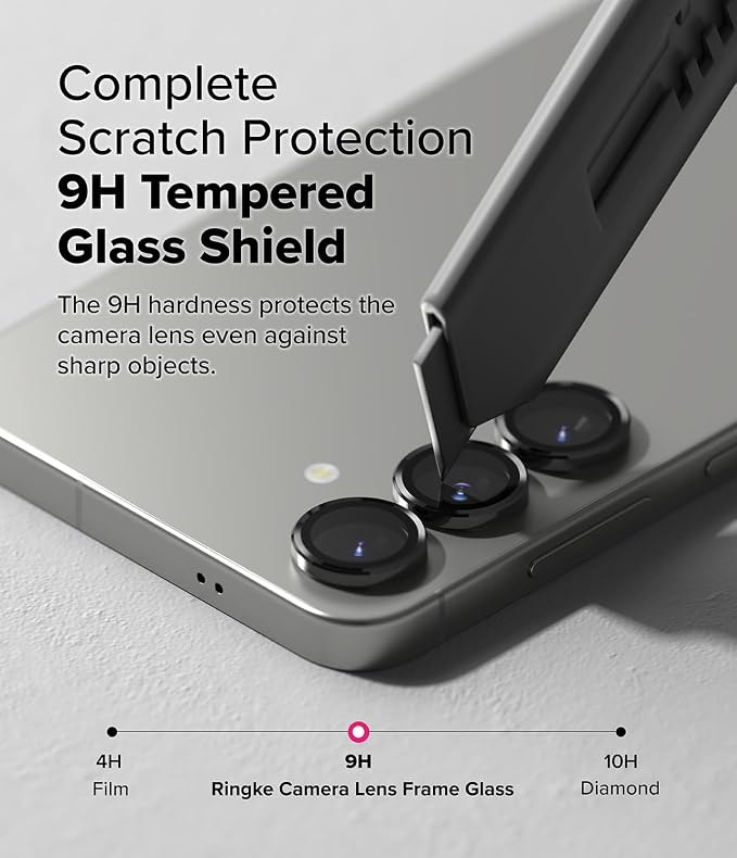 Ringke Camera Lens Frame Glass [Individual Lens Covers] Compatible with Samsung Galaxy S25 Camera Lens Protector, Tempered Glass Covers and Aluminum Alloy Frames - 2 Pack