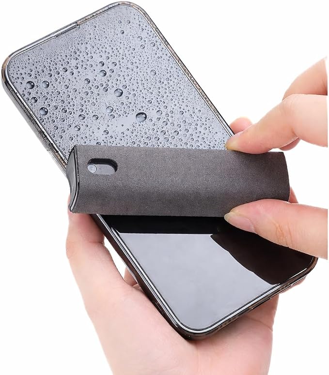 EVEO Car Screen Cleaner Spray and Wipe -2-in-1 iPhone Cleaner, iPad Screen Cleaner & Phone Screen Cleaner - Touchscreen Mist Cleaner for Laptop, Computer, MacBook and More - 2 Pack (Grey & Rose Gold)