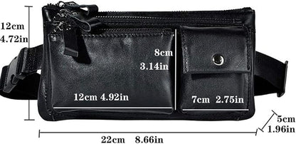 KPYWZER Vintage Leather Waist Bag Fanny Pack for Men Women Hip Bum Bag Belt Slim Cell Phone Purse Wallet Vintage Retro Crossbody Sling Pouch Black