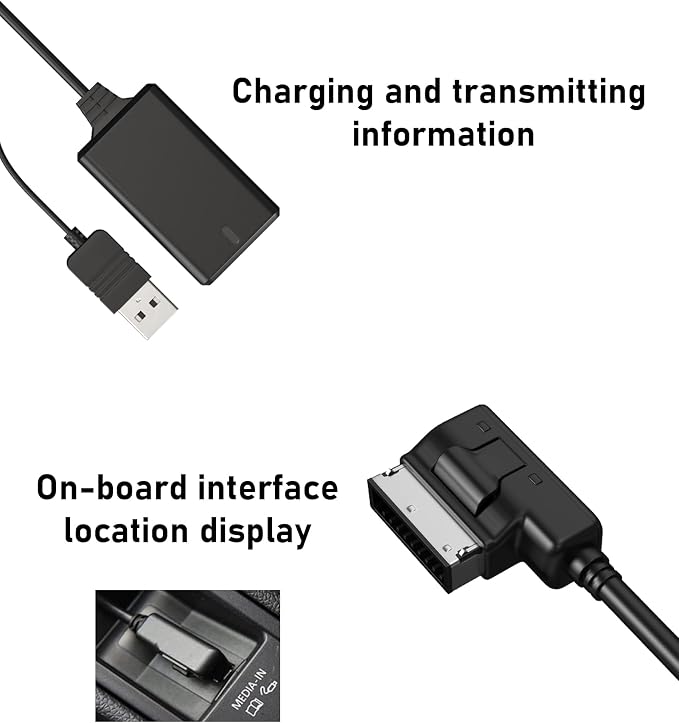 Bluetooth 5.0 Adapter Audio Receiver Compatible with Audi A3 A4 A5 A6 A7 S3 S4 Q3 Q5 Q7 Volkswagen VW 2G 3G 3G+ AMI MMI Port Cable Music Play Connector Works with Apple iPhone iPod Android Smartphone