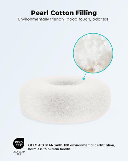 Viozon Tablet Stand Pillow, Compatible with 4.7"-13" Phone/Tablet, iPad, iPhone, Samsung, Google, Kindle, 360°Adjustable Phone Holder for Bed with Soft Plush Fabric, and Detachable Bowl, White
