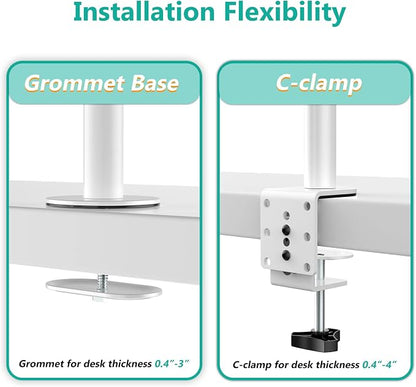 WALI Tall Triple Monitor Stand, Fully Adjustable Three Monitor Desk Mount Fits 3 Screens up to 27 inch, 22 lbs. Weight Capacity per Arm (M003-W), White