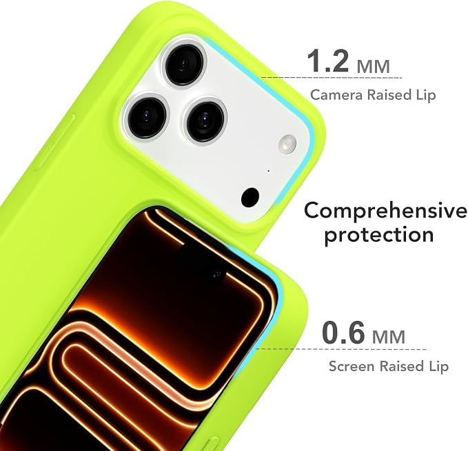 for iPhone 17 Pro Max Case Silicone Compatible with Magsafe Case, Ultra Slim Thin Magnetic Phone Cases Mag Safe, Cute Soft Rubber Gel Matte Plain Wireless Charging Cover for Women, Neon Green