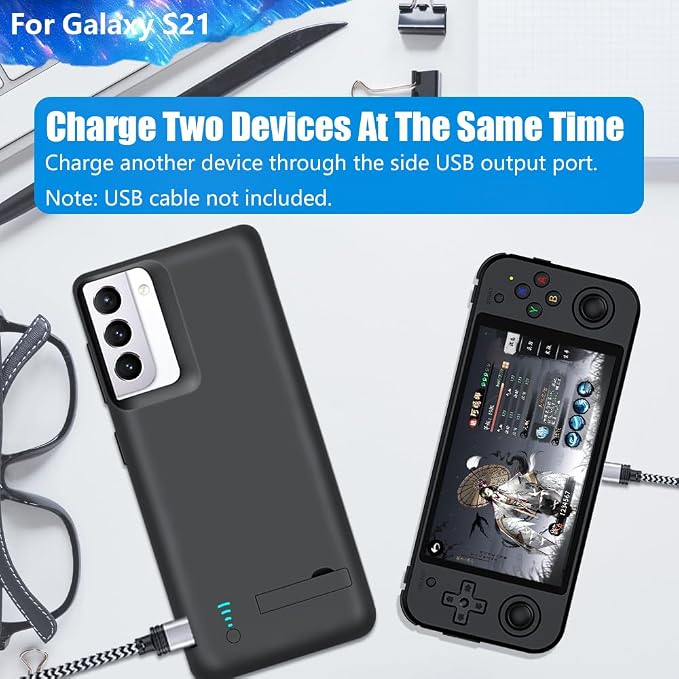 [Upgraded Battery Case for Samsung Galaxy S21 5G, 4800mAh Rechargeable Extended Battery Charging Charger Case, Add 100% Extra Juice (6.2 Inches) Black