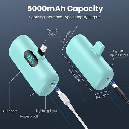 [2 Pack]Small Portable Charger for iPhone 17/16/15 Series,5000mAh 3A PD USB C Power Bank, Mini Travel Essentials Battery Pack for iPhone 17/17 Pro/16/16 Plus/16 Pro/15 Pro Max,Samsung,Android/LG etc