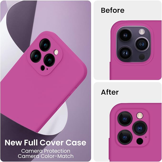 FireNova Designed for iPhone 14 Pro Max Case, Silicone Upgraded [Camera Protection] Case, Soft Anti-Scratch Microfiber Lining Inside, 6.7 inch, Shocking Pink