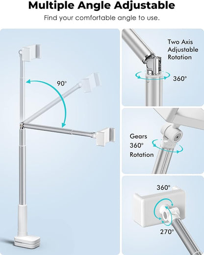 Viozon Phone Holder, Flexible Long Arm,Overhead Mount,360° Angle Adjustable,Aluminum Alloy, C Clamp for Headboard Bedside&Table&Desk,Compatible with 3.5"-6.9" Phone,iPhone 16 15 Plus/Pro Max W