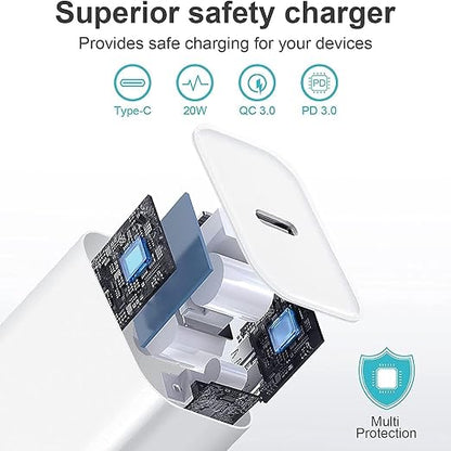 USB C iPad Fast Charger for iPad Pro 13/12.9/11 in 2025/2024/2022/2021/2020/2018,iPad Air 4th/5th Gen,Mini 6th/A17 Pro,iPad 10/A16,20W Wall Fast Charger Block with Extra Long 10FT USB C to C Cable