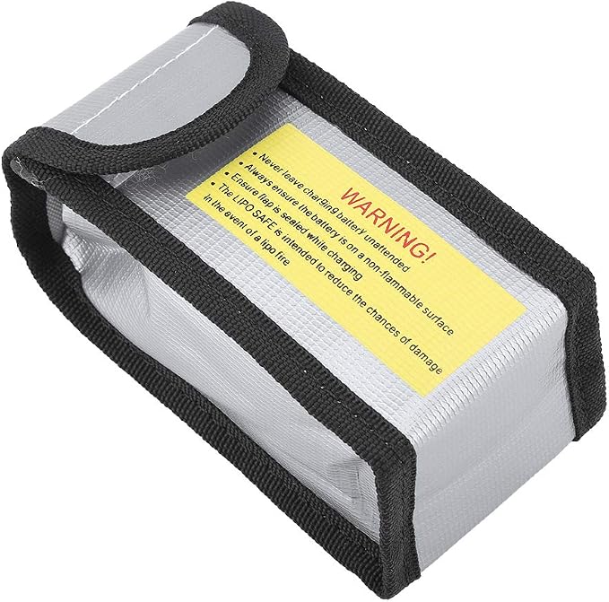 Fireproof High Temperature Battery Protective Bag Explosionproof for Charging Traveling Storage Fiberglass Black 6.5*5*12.5cm