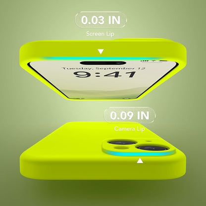 Magnetic for iPhone 15 Case, Compatible with MagSafe, [Screen Protector + Full Camera Protection], Silicone Shockproof Anti-Scratch Protective Phone Case for iPhone 15, Fluorescent Green