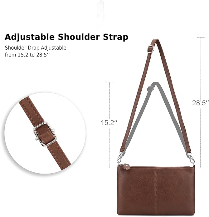 befen Genuine Leather Wristlet Clutch Wallet Purses Small Crossbody Bags for Women with RFID Blocking Card Slots