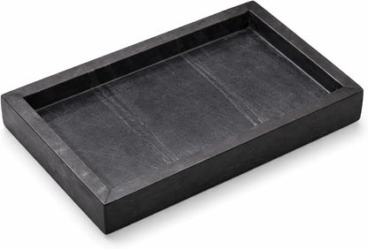 Natural Black Marble Tray for Bathroom | Kitchen | Vanity | Desktop, Stone Organizer for Coffee Table, Dresser, Nightstand, Candles, Soap, Towel, Plant, Jewelry (10" x 6"), Rectangular