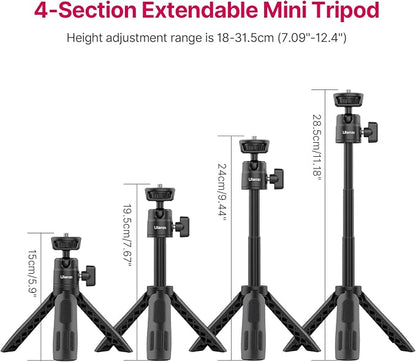 ULANZI M12 Selfie Stick for Action Camera, Portable Phone Tripod Stand with Phone Mount Action Camera Adapter 360° Ball Head, Mini Hand Grip Compatible with GoPro Hero series Smartphone DJI OSMO GoPro