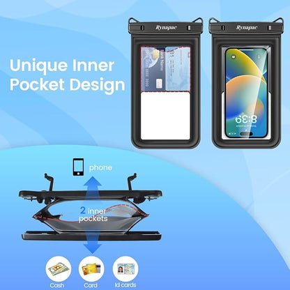 [Up to 8.5"] Floating Waterproof Phone Pouch 2 Pack - Floatable Waterproof Phone Case with Lanyard for iPhone 17 16 15 Pro Max, Galaxy S25 S24 Ultra, IPX8 Cellphone Dry Bags, Beach Vacation Essentials