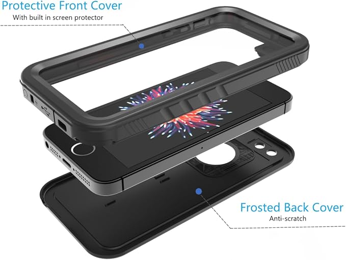 SPORTLINK Waterproof Case for iPhone SE 3rd 2022/iPhone SE 2nd 2020/iPhone 7/8 - Built in Screen Protector Full Body Shockproof Dustproof IP68 Waterproof Case for iPhone SE3/SE2/7/8 Frosted Black