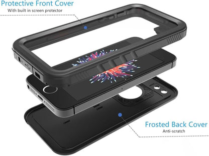 SPORTLINK Waterproof Case for iPhone SE 3rd 2022/iPhone SE 2nd 2020/iPhone 7/8 - Built in Screen Protector Full Body Shockproof Dustproof IP68 Waterproof Case for iPhone SE3/SE2/7/8 Frosted Black
