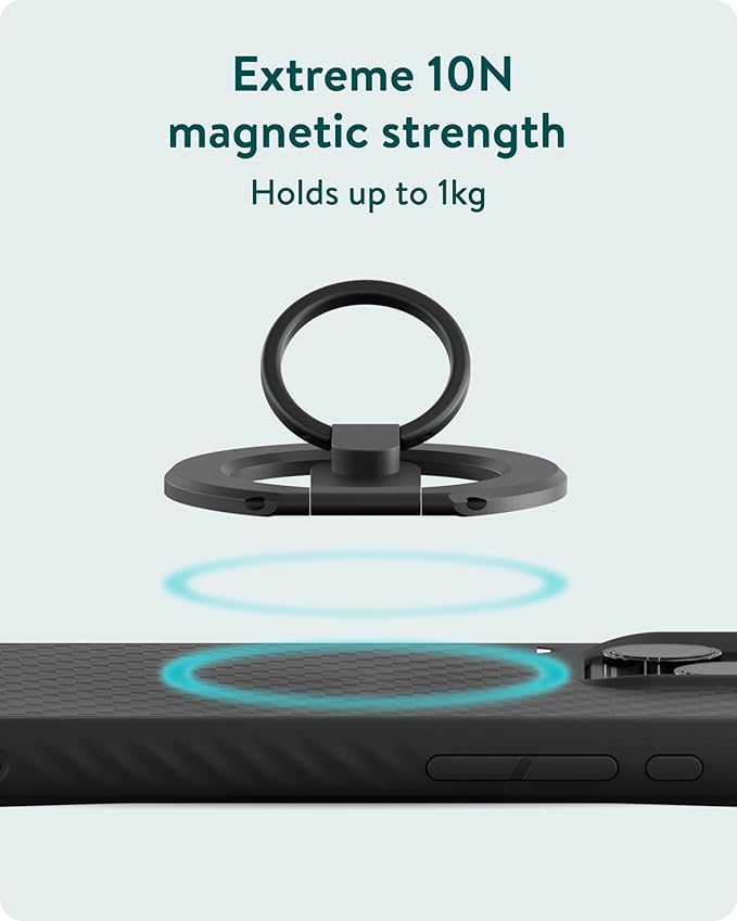 Mous Magnetic Phone Grip and Stand MagSafe and Pixelsnap Compatible -360 Degree Rotation Ring Holder and Kickstand for iPhone 17/16/15/14, Pixel 10, S26/S25 Series Black