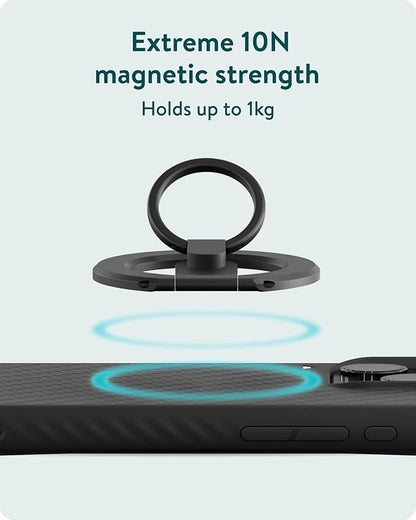 Mous Magnetic Phone Grip and Stand MagSafe and Pixelsnap Compatible -360 Degree Rotation Ring Holder and Kickstand for iPhone 17/16/15/14, Pixel 10, S26/S25 Series Black