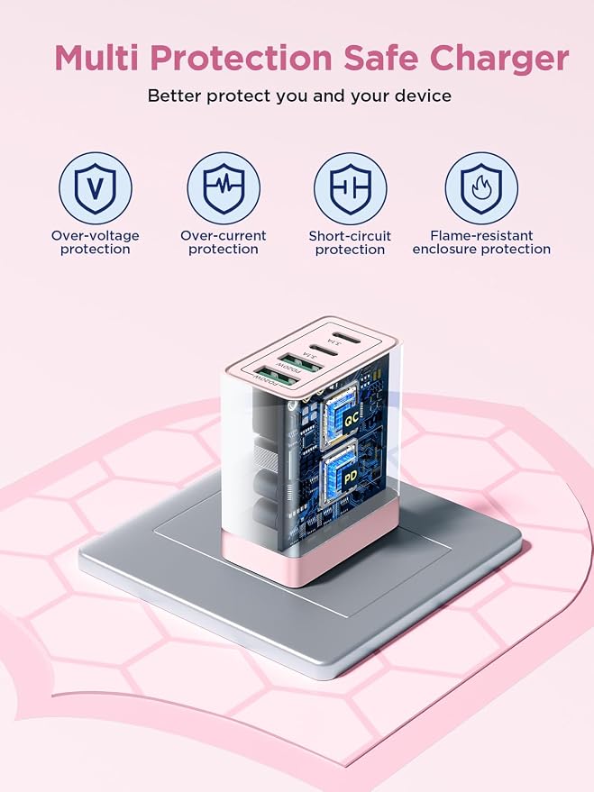 USB C Charger Block, 40W 4-Port Fast Charging Block USB C Wall Charger Dual Port PD + QC Wall Plug Multiport Type C Block for iPhone 17 16 15 14 13 12 11 Pro Max XS XR 8, iPad, Samsung Phone