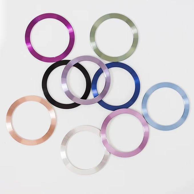 SALEX Compatible with Magsafe Magnetic Rings 9 Pack Set - Metal Rings for Cell Phone Case - Cute Mixed Colors Round Magnet Sticker - Replacement Discs with 3M Adhesive Backing for iPhone 14 13 12.