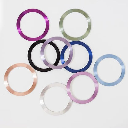 SALEX Compatible with Magsafe Magnetic Rings 9 Pack Set - Metal Rings for Cell Phone Case - Cute Mixed Colors Round Magnet Sticker - Replacement Discs with 3M Adhesive Backing for iPhone 14 13 12.