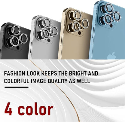 Suoman 3-Pack for iPhone 12 Pro Max Camera Lens Protector, 9H Tempered Glass, [Does not Affect Night Shots] Metal Frosted Independent Protective Cover - Diamonds-Blue