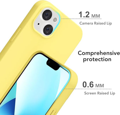 for iPhone 14/ iPhone 13 Case Silicone Compatible with Magsafe Case, Ultra Slim Thin Magnetic Phone Cases Mag Safe, Cute Soft Rubber Gel TPU Matte Wireless Charging Cover for Women, Yellow