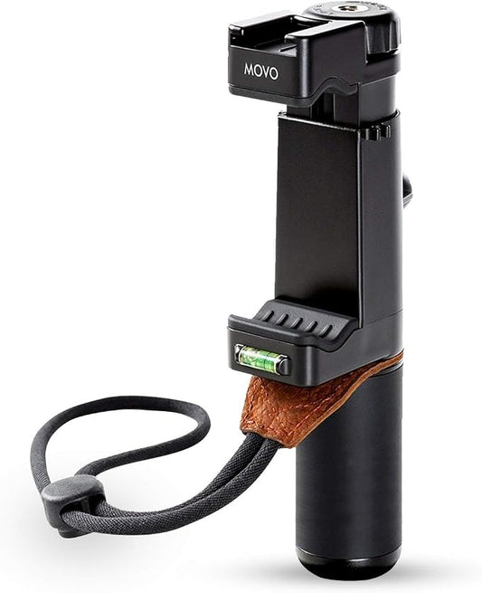 Movo PR-1 Smartphone Grip Handle Rig with Wrist Strap, Tripod Mount and Cold Shoe Mount for Lights and Microphones - for iPhone, Samsung, HTC, LG, Google, Android